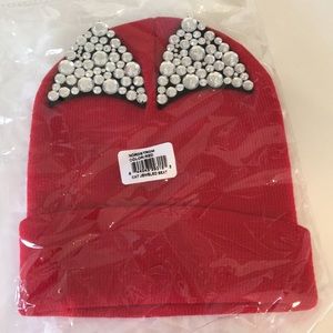 Red Knit Hat with Cat Ears